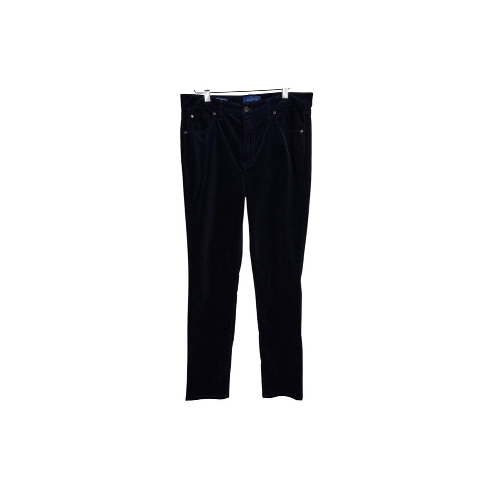 Talbots Dark Blue Corduroy High Rise Straight Leg Pants Cotton Stretch Classic 8